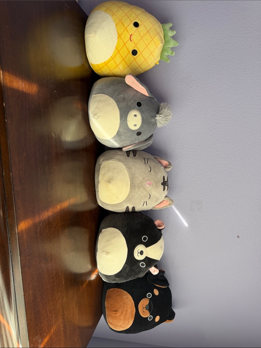 Squishmallows Assorted Plush Set - Yellow Pineapple, Gray, Black, Brown Accents